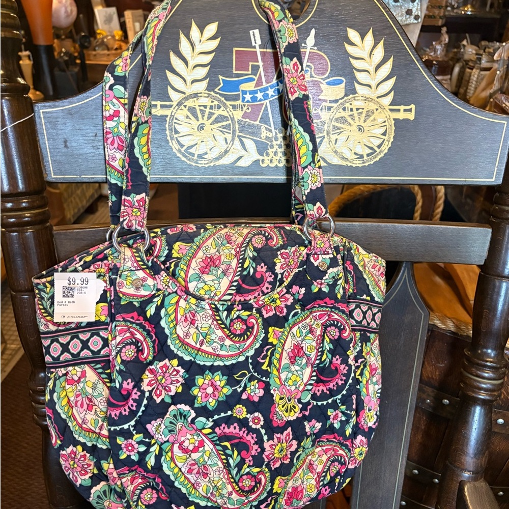 Vera Bradley Black and Pink Cosmetic Case with Paisley Design